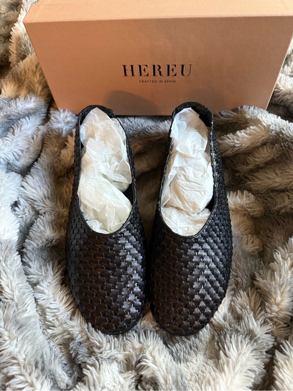 HEREU Juliol Woven Ballerina Flats - Black, Size 38